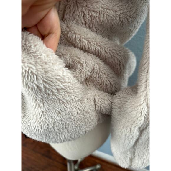 UNIQLO Fluffy Fleece Teddy Full Zip Jacket Cream Natural X-Small - Picture 10 of 12